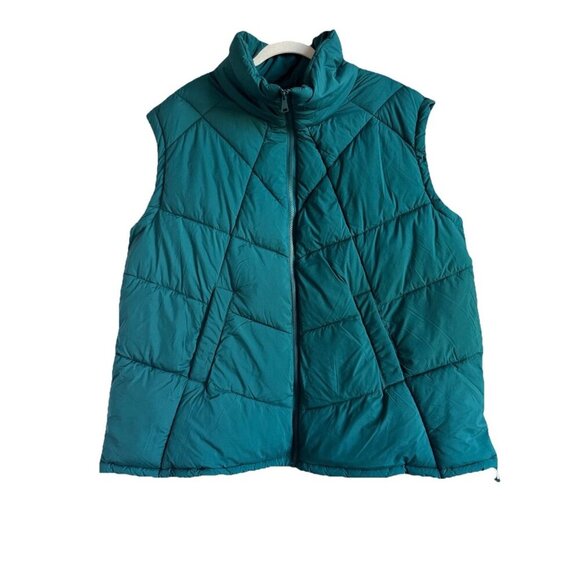 NORDSTROM Teal Ocean Quilted Stand Collar Puffer Vest Women’s Size 2X NEW - Picture 1 of 14